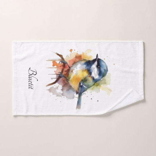 Schattigee Bluetit op een Branch, op maat Bad Handdoek (Handdoek)