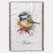 Schattigee Bluetit op een Branch, op maat Deken (Voorkant Verticaal)