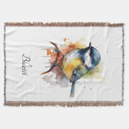 Schattigee Bluetit op een Branch, op maat Deken