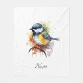 Schattigee Bluetit op een Branch, op maat Fleece Deken (Voorkant)