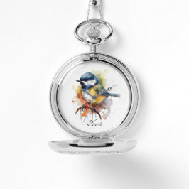 Schattigee Bluetit op een Branch, op maat Horloge