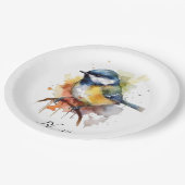 Schattigee Bluetit op een Branch, op maat Papieren Bordje (Gekanteld)