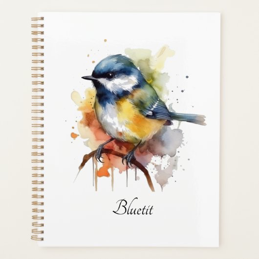 Schattigee Bluetit op een Branch, op maat Planner (Voorkant)