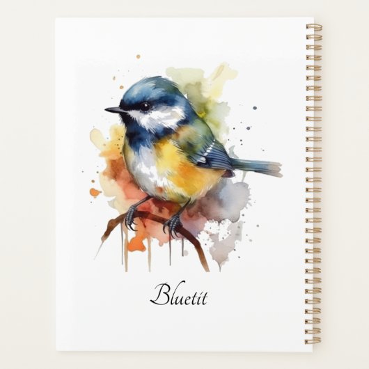 Schattigee Bluetit op een Branch, op maat Planner (Achterkant)