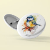 Schattigee Bluetit op een Branch, op maat Ronde Button 3,2 Cm