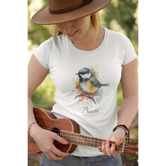 Schattigee Bluetit op een Branch, op maat T-shirt