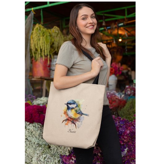 Schattigee Bluetit op een Branch, op maat Tote Bag