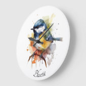 Schattigee bluetit zittend op een tak waterverf grote klok (Hoek)