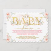 Schattigee Blush Bloemen Woodland Forest Girl Baby Kaart (Voorkant)