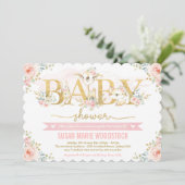 Schattigee Blush Bloemen Woodland Forest Girl Baby Kaart (Staand voorkant)