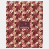 Schattigee Blush Bourgogne Goud Custom Waterverf B Fleece Deken (Voorkant)