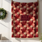 Schattigee Blush Bourgogne Goud Custom Waterverf B Fleece Deken