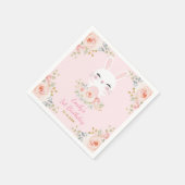 Schattigee Blush Bunny Rabbit Floral Verjaardagsfe Servet (Hoek)