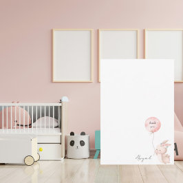 Schattigee Blush Bunny Script Naam Baby shower Dan Bedankkaart