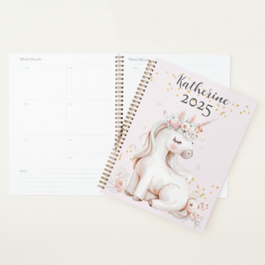 Schattigee Blush en Mint Eenhoorn Gouden Glitter N Planner (Display)