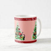 Schattigee Blush Kat Kerstboom Custom Holiday Koffiemok (Voorkant rechts)