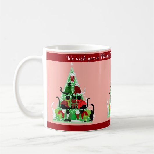 Schattigee Blush Kat Kerstboom Custom Holiday Koffiemok (Links)