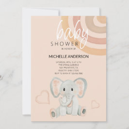 Schattigee Blush Olifant Waterverf Illustratie Kaart