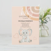 Schattigee Blush Olifant Waterverf Illustratie Kaart (Staand voorkant)