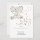 Schattigee Blush Olifant Waterverf Illustratie Kaart (Voorkant)