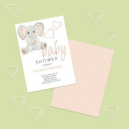 Schattigee Blush Olifant Waterverf Illustratie Kaart