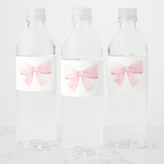 Schattigee Blush Pink Bow Girl Baby shower Waterfles Etiket (Flessen)
