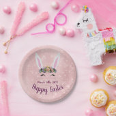 Schattigee Blush Pink Happy Easter Bunny Papieren Bordje (Feest)