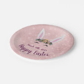Schattigee Blush Pink Happy Easter Bunny Papieren Bordje (Gekanteld)