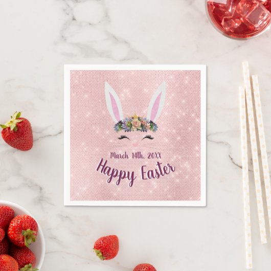 Schattigee Blush Pink Happy Easter Bunny Servetten (Insitu)