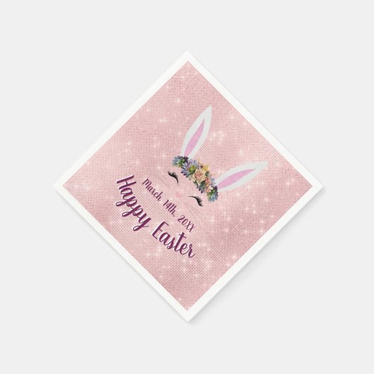 Schattigee Blush Pink Happy Easter Bunny Servetten (Hoek)