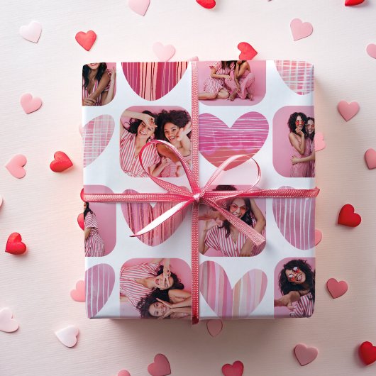 Schattigee Blush Pink Hearts & Fotoherinnering Inpakpapier Vel