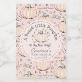 Schattigee Blush Pink Little Pumpkin Herfst Baby s Wijn Etiket (Enkel label)