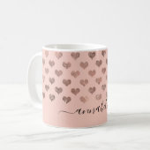 Schattigee Blush Pink Rose Gold Hearts Elegant Scr Koffiemok (Voorkant links)