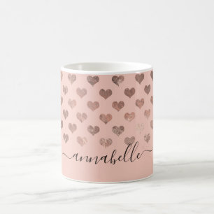 Schattigee Blush Pink Rose Gold Hearts Elegant Scr Koffiemok