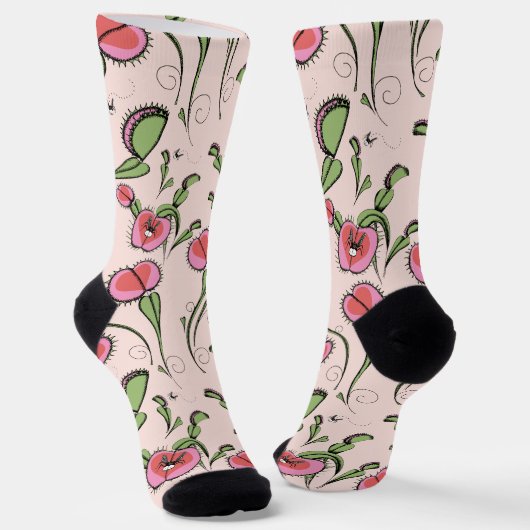 Schattigee Blush Pink Venus Flytrap Vastgelopen op Sokken (Gebogen)