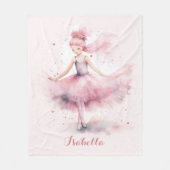 Schattigee blush roze ballerina naam fleece deken (Voorkant)