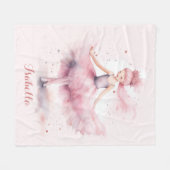 Schattigee blush roze ballerina naam fleece deken (Voorkant (Horizontaal))