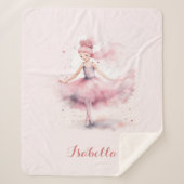 Schattigee blush roze ballerina naam sherpa deken (Voorkant)