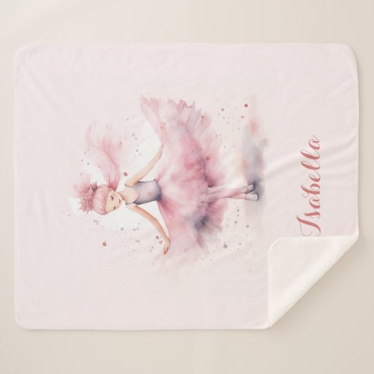 Schattigee blush roze ballerina naam sherpa deken (Voorkant (horizontaal))