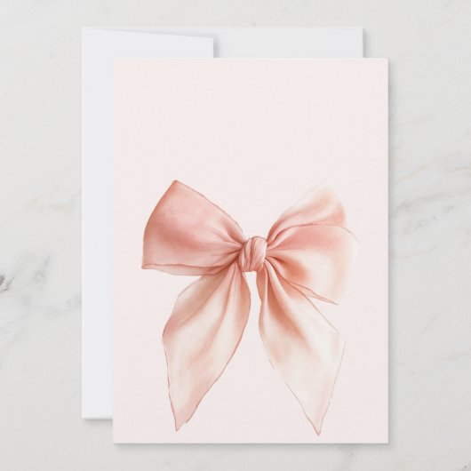 Schattigee Blush Roze Coquette Bow Girl Baby showe Kaart (Achterkant)