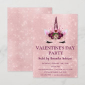 Schattigee Blush Roze Eenhoorn Valentijnsdag Party Kaart (Voorkant / Achterkant)