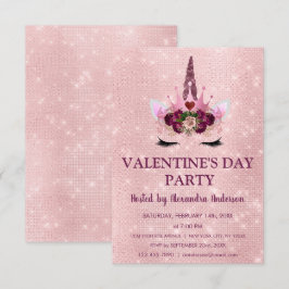Schattigee Blush Roze Eenhoorn Valentijnsdag Party Kaart