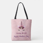 Schattigee Blush Roze Eenhoorn Valentijnsdag Party Tote Bag (Achterkant)
