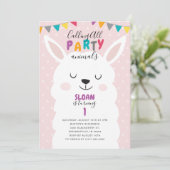 Schattigee Blush Roze Lama Fun Fiesta Verjaardagsf Kaart (Staand voorkant)