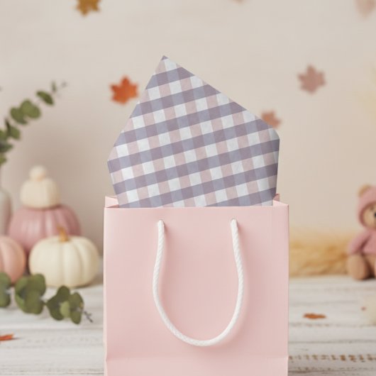 Schattigee Blush Roze & Paarse Gingham Pattern Bab Tissuepapier