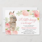 Schattigee Blush roze Paashaas koppels baby shower Kaart (Voorkant)