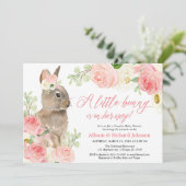 Schattigee Blush roze Paashaas koppels baby shower Kaart (Staand voorkant)