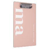 Schattigee Blush Roze School Monogram Naam Klembord (Rechts)