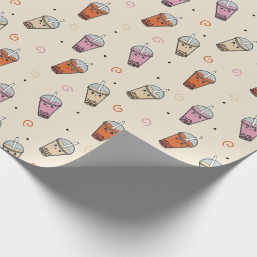 Schattigee Boba Bubble Tea Cadeaupapier (Hoek)
