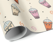 Schattigee Boba Bubble Tea Cadeaupapier (Rol Hoek)